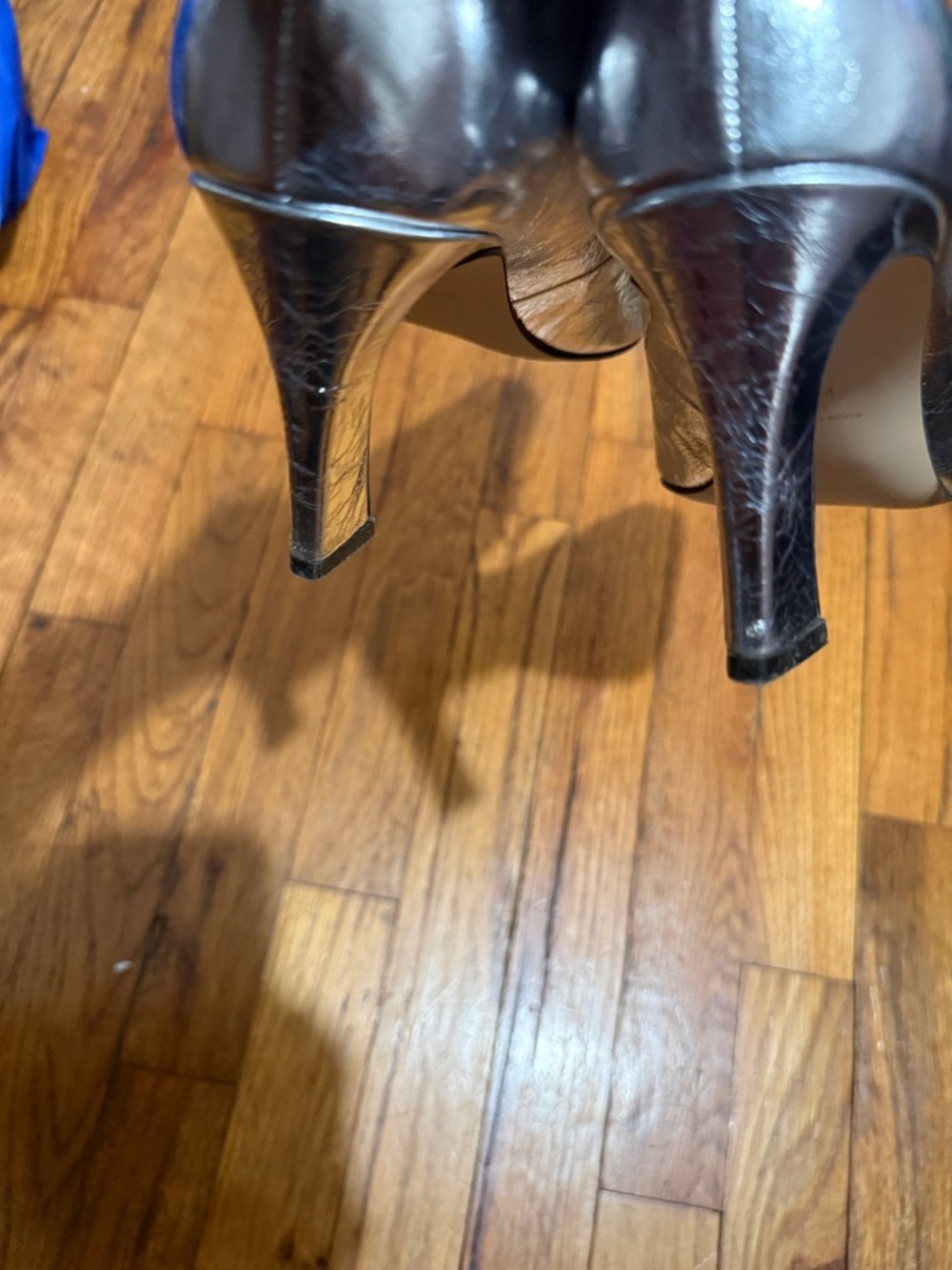 Michael Kors Metallic Silver Leather Square-Toe Pumps - Picture 3 of 6